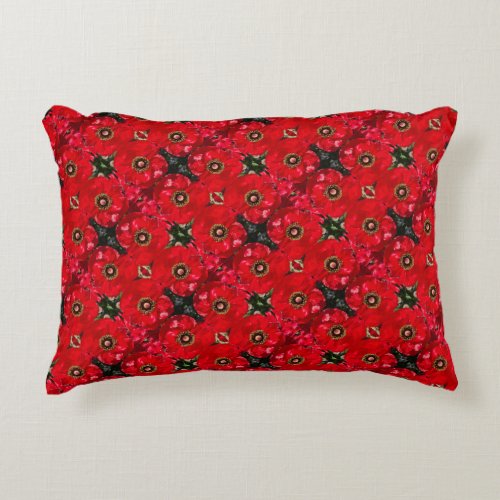 Red Photo of a beautiful poppy flower  Accent Pillow