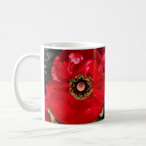 Red Photo of a beautiful poppy flower Coffee Mug