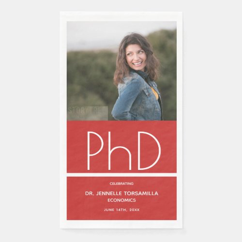 Red Photo PhD Graduation Paper Guest Towels