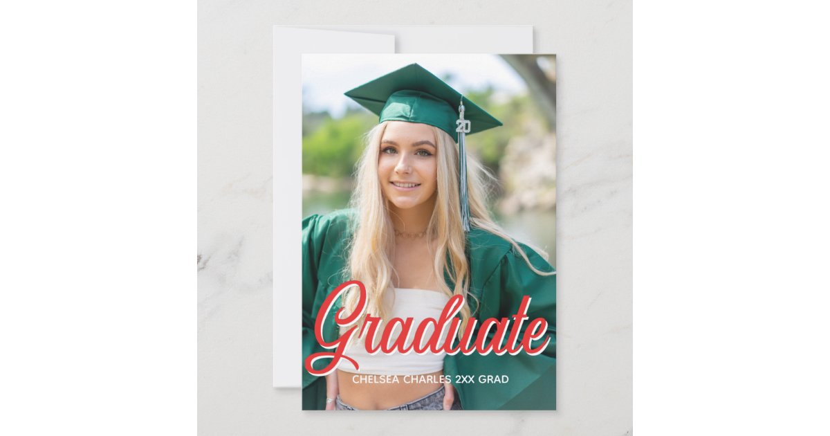 Red Photo Script red photo script gradiation Invitation | Zazzle