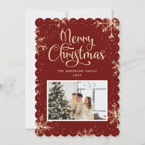 Red Photo Snowflake Christmas Card