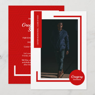 Red Photo Ultra Modern Photo Graduation Invite