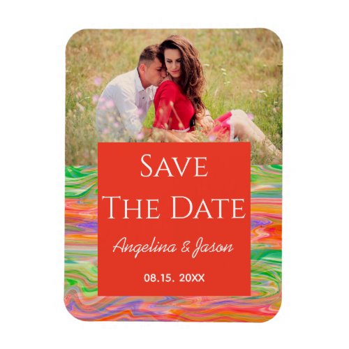 Red Photo Wedding Save The Date Invitation Magnet