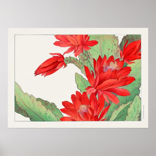 Red Phyllocactus Orchid Cactus Tanigami Konan Poster