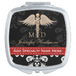 Red Physician Doctor Md Caduceus Vanity Mirror at Zazzle