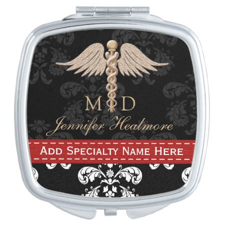 Red Physician Doctor Md Caduceus Vanity Mirror