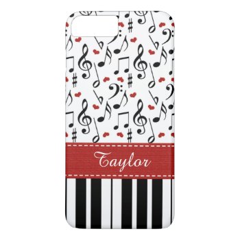 Red Piano Keyboard Iphone 8 Plus/7 Plus Case by cutecases at Zazzle