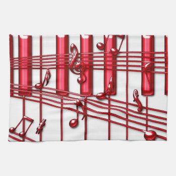 Red Piano Keyboard Kitchen Towel by dreamlyn at Zazzle