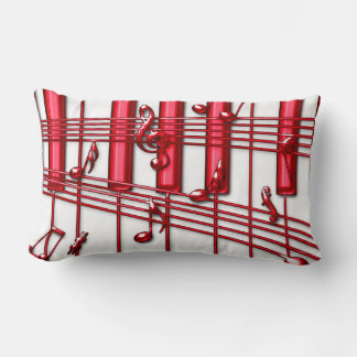 RED PIANO KEYBOARD LUMBAR PILLOW