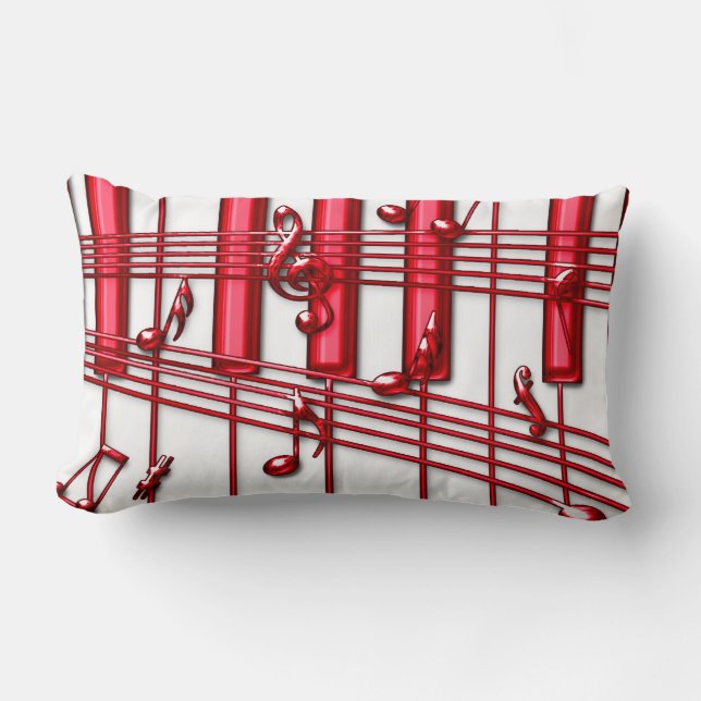 RED PIANO KEYBOARD LUMBAR PILLOW (Front)