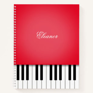 Red Piano Music Keyboard Custom Notebook
