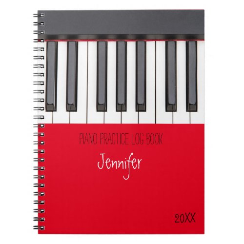 Red Piano Practice Log Book