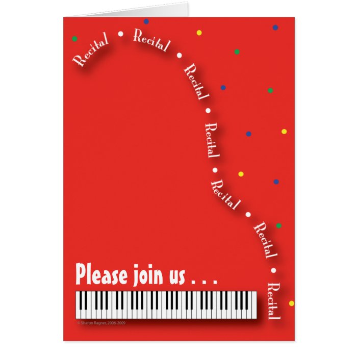 Red Piano Recital Invitation Card