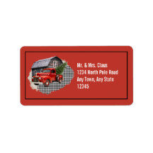 Red Pick Up Truck and Christmas Tree