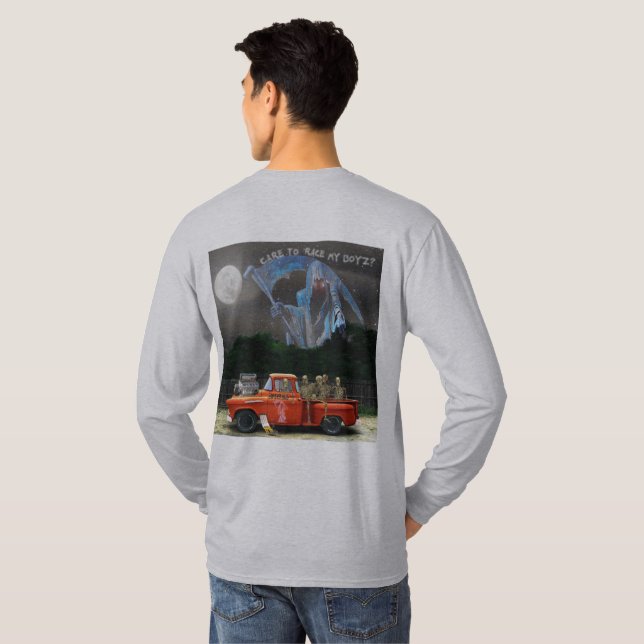 Red Pick-up Truck and Skeleton Crew T-Shirt (Back Full)