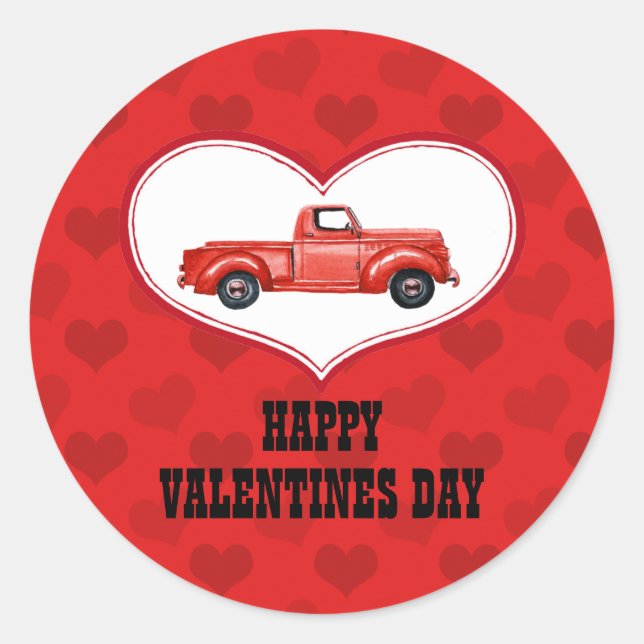 Red Pick Up Truck Sticker (Front)