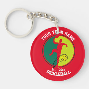 Red Pickleball Club Team Player Pickler Custom Keychain