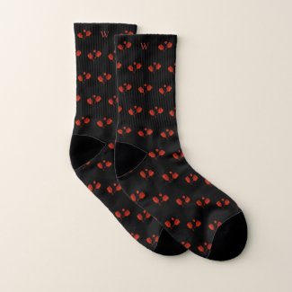 Red Pickleball Paddles Ball Monogram Initial Black