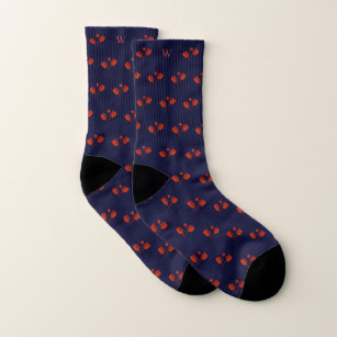 Red Pickleball Paddles Ball Monogram Initials Blue Socks
