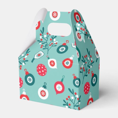 Red Pickleballs minty Christmas pattern  Favor Boxes