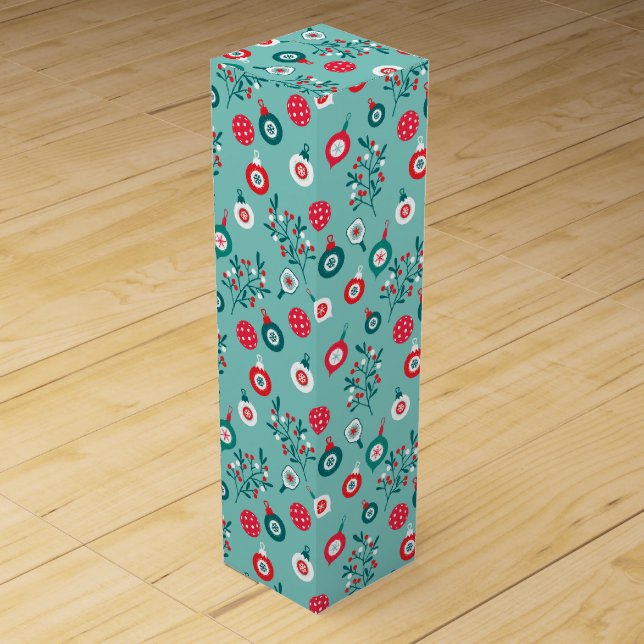 Red Pickleballs, minty 🎄Christmas pattern Wine Box (Front)