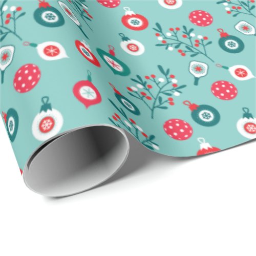 Red Pickleballs minty Christmas pattern Wrapping Paper