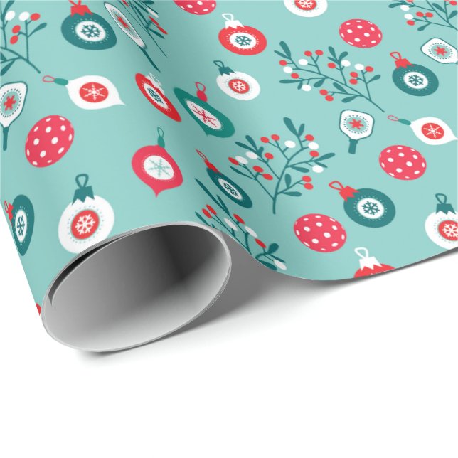 Red Pickleballs, minty 🎄Christmas pattern Wrapping Paper (Roll Corner)