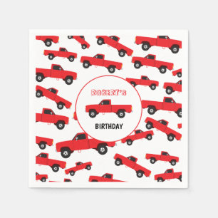 Red Pickup Truck Transportation Trucks Birthday Napkins