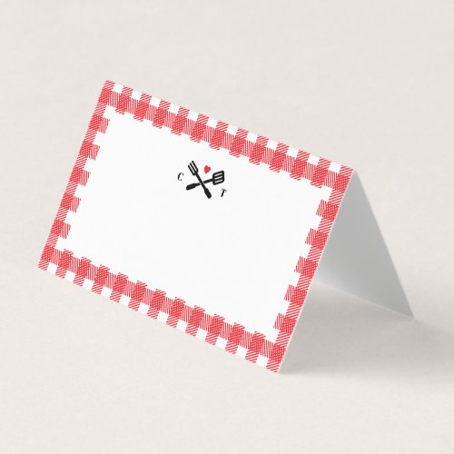 Red Picnic Plaid I Do BBQ Place Cards