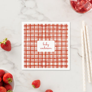 Red Picnic Tartan Pattern Baby Shower Napkins