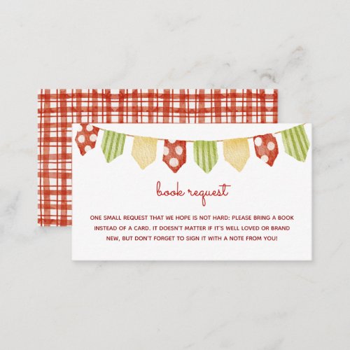 Red Picnic Vichy Baby Shower Book Request Enclosure Card