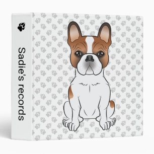 Red Piebald French Bulldog Cute Cartoon Dog 3 Ring Binder