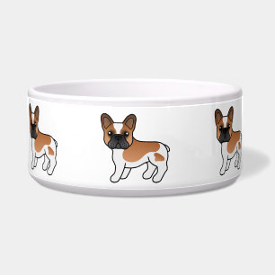 Red Piebald French Bulldog Cute Cartoon Dog Bowl