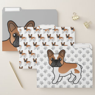 Red Piebald French Bulldog Cute Cartoon Dog File Folder