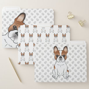 Red Piebald French Bulldog Cute Cartoon Dog File Folder