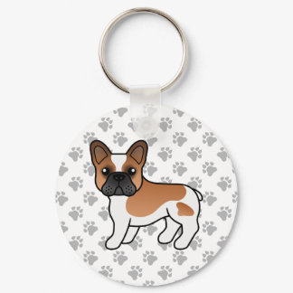 Red Piebald French Bulldog Cute Cartoon Dog Keychain