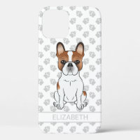 Red Piebald French Bulldog Cute Cartoon Dog & Name
