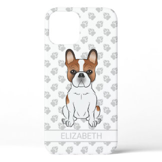 Red Piebald French Bulldog Cute Cartoon Dog &amp; Name iPhone 12 Case