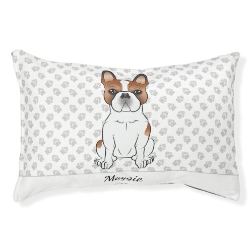 Red Piebald French Bulldog Cute Cartoon Dog  Name Pet Bed