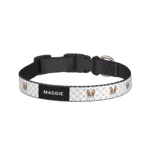 Red Piebald French Bulldog Cute Cartoon Dog & Name Pet Collar