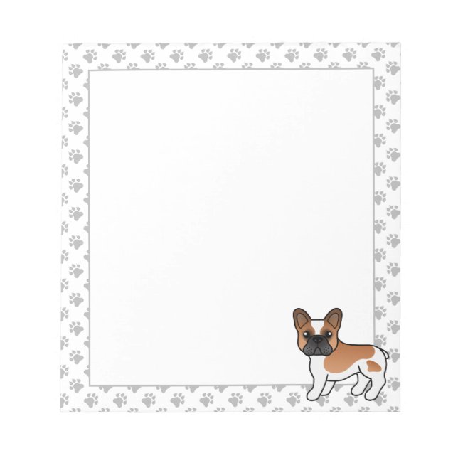 Red Piebald French Bulldog Cute Cartoon Dog Notepad (Front)