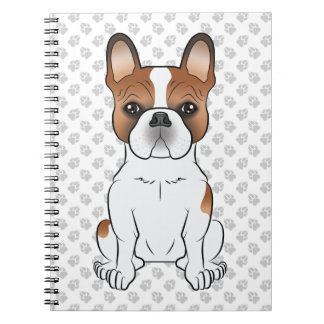 Red Piebald French Bulldog Cute Cartoon Dog &amp; Paws Notebook