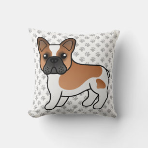 Red Piebald French Bulldog Cute Cartoon Dog Throw Pillow