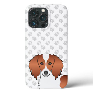 Red Piebald Long Hair Dachshund Cartoon Dog Head iPhone 13 Pro Case