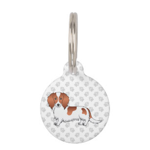 Red Piebald Long Hair Dachshund Cartoon Dog Pet ID Tag