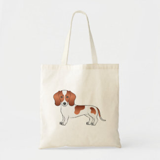 Red Piebald Short Hair Dachshund Cute Cartoon Dog Tote Bag