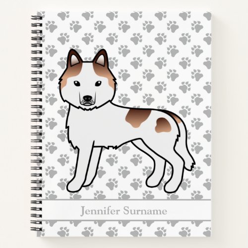 Red Piebald Siberian Husky Cartoon Dog  Text Notebook
