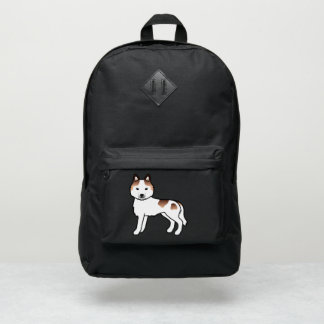 Red Piebald Siberian Husky Cute Cartoon Dog Port Authority® Backpack