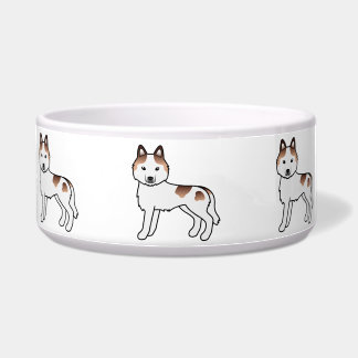 Red Piebald Siberian Husky Cute Cartoon Dogs Bowl
