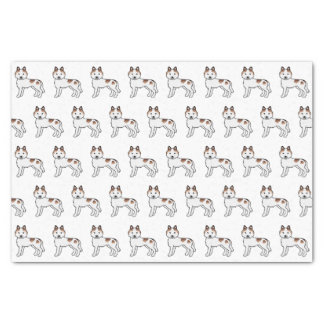 Red Piebald Siberian Husky Cute Dog Pattern Tissue Paper